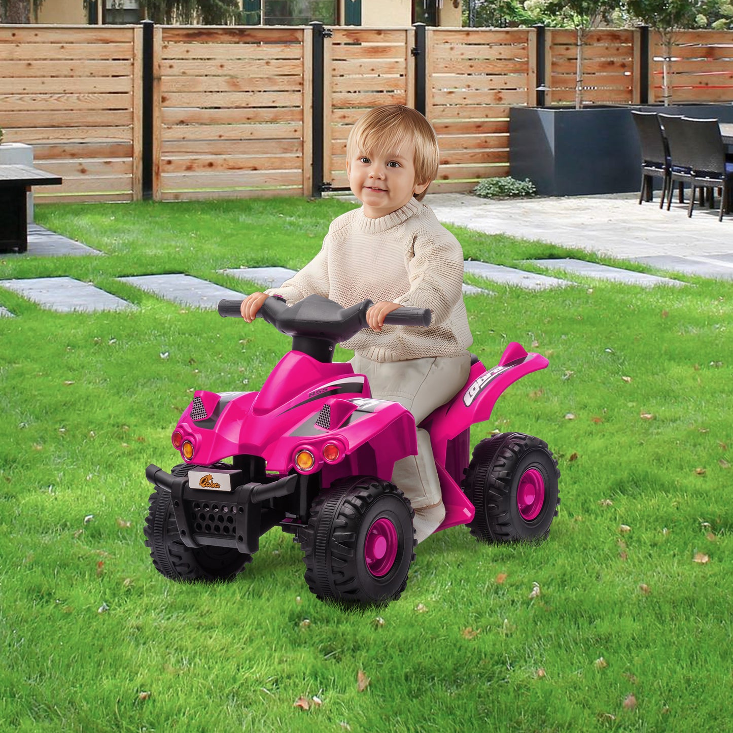 6V Kids ATV Quad w/ Music, Forward, for 2-6 Years, Pink Kids Crystal