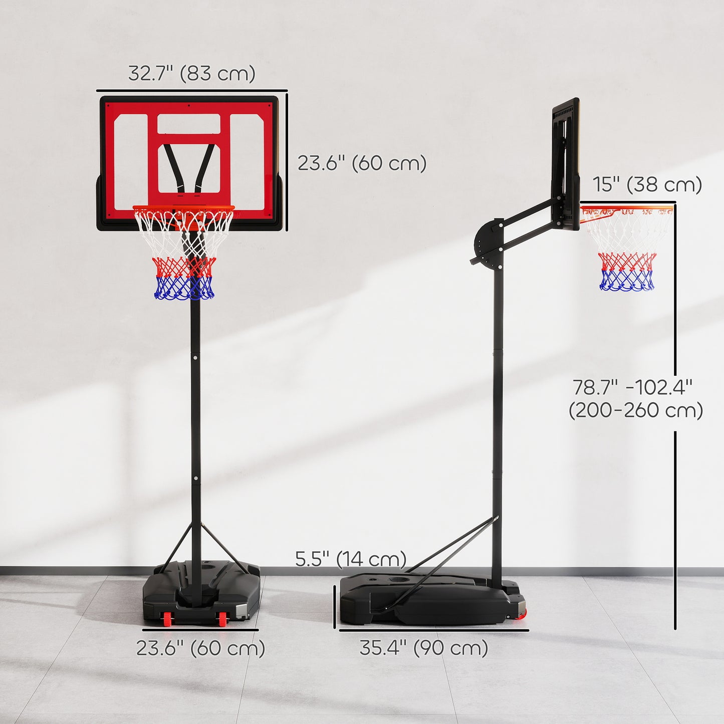Kids Basketball Hoop, 6.6-8.5ft Adjustable Height Basketball Net with Weight Bag, for Indoor Outdoor, for 6+ Years Kids Crystal
