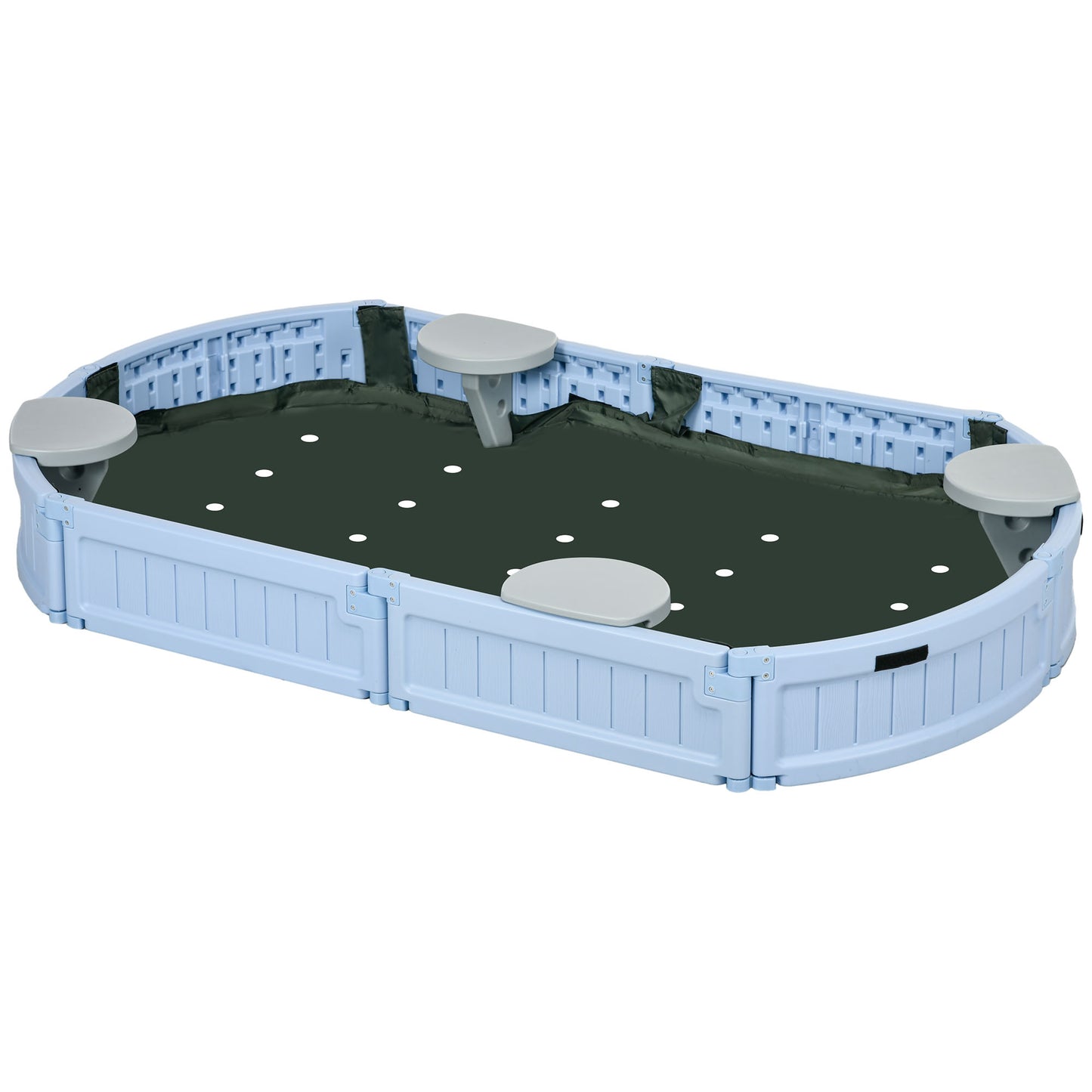 Sand Play Station for Kids with Protective Cover Seating Area Easy to Assemble Outdoor Sandbox Blue Kids Crystal