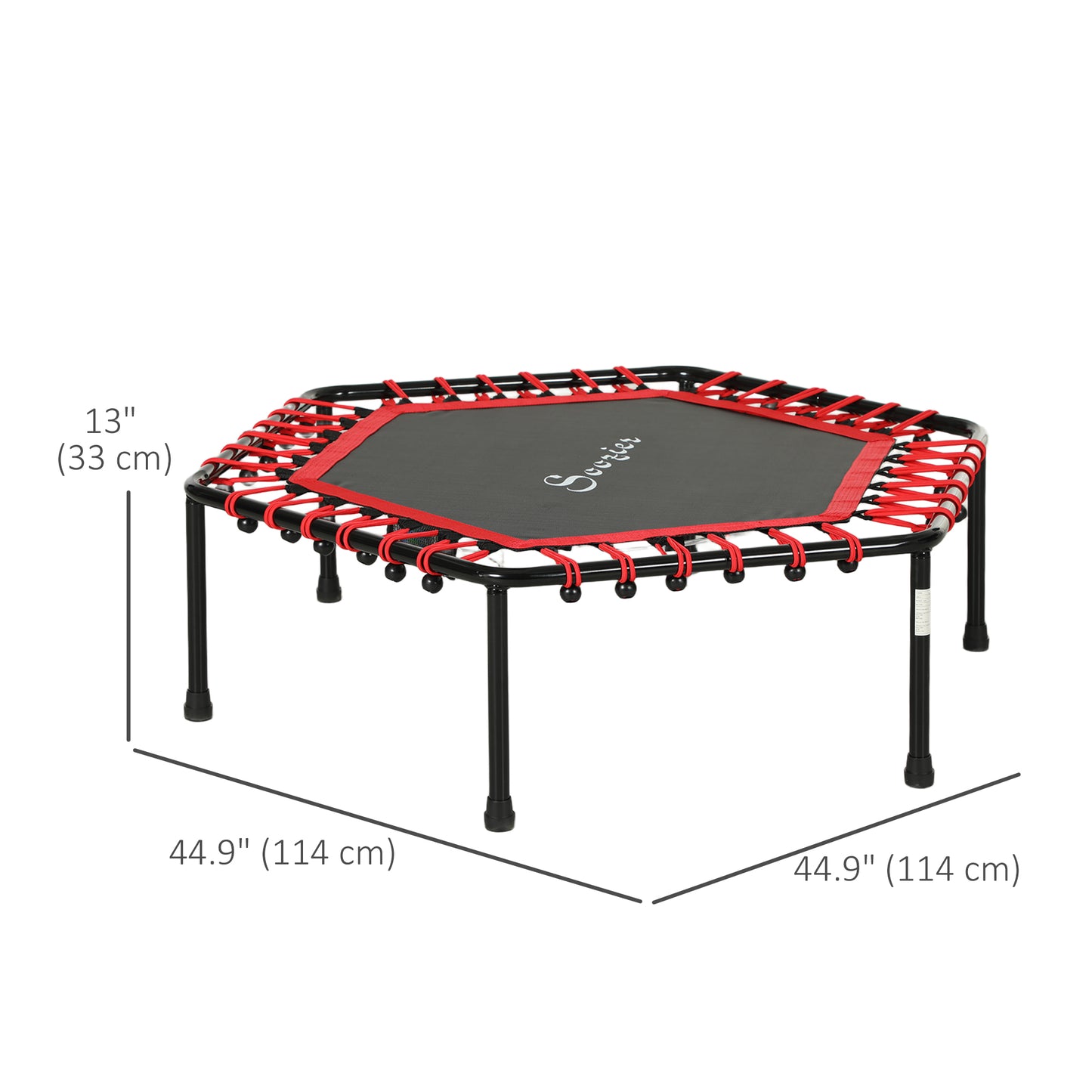 45" Rebounder Trampoline for Adult, Quiet Bungee Rebounder with LED Lights Remote Control, Red Kids Crystal