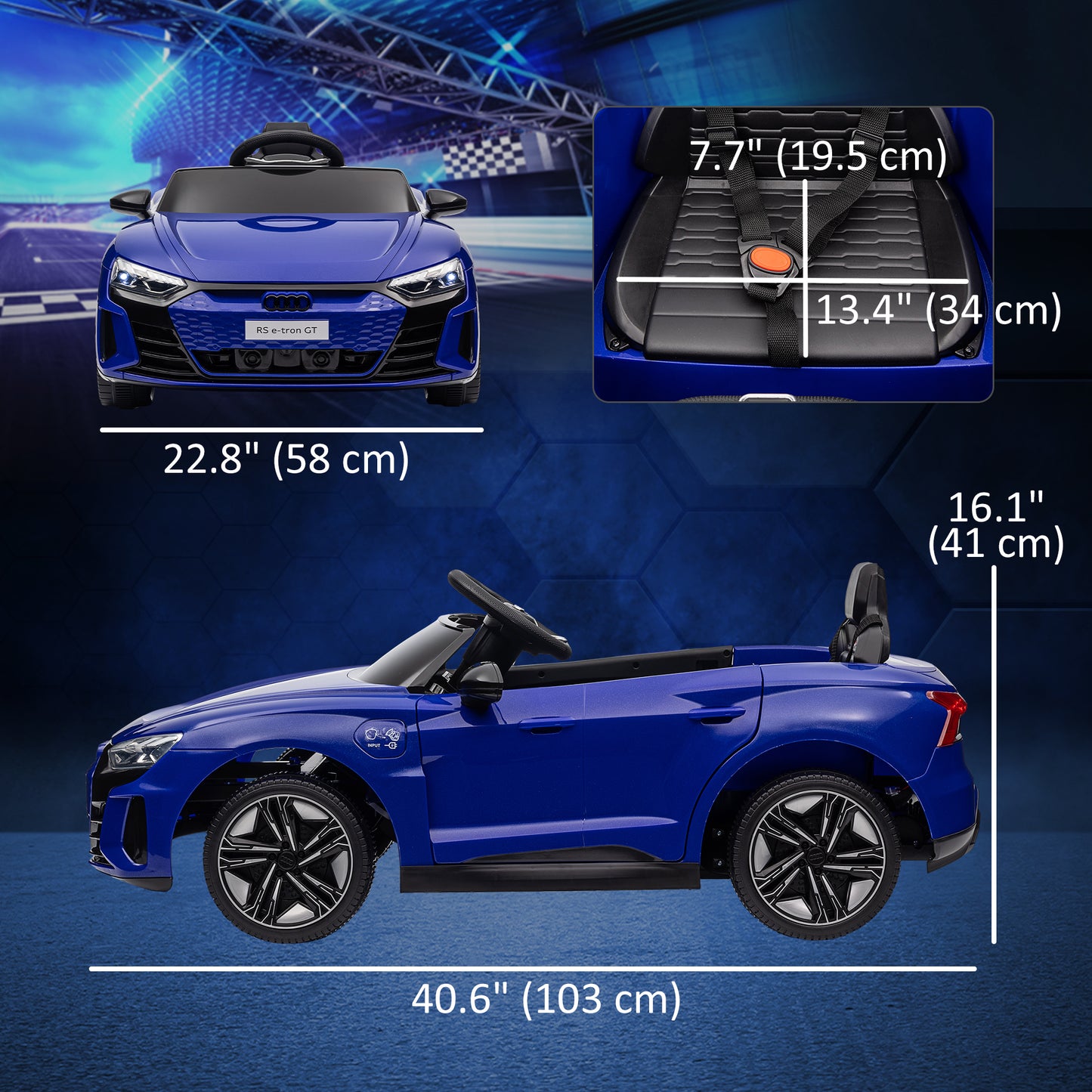 12V Audi RS e-tron GT Licensed Kids Ride on Car, Battery Powered Electric Car with Remote Control, Navy Blue Kids Crystal