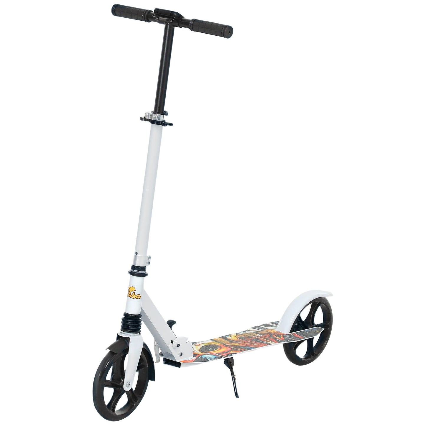 Kick Scooter for Kids Ages 6-12 with Adjustable Height, Rear-Fender Brake, 200mm Big Wheel, Foldable Design, White Kids Crystal