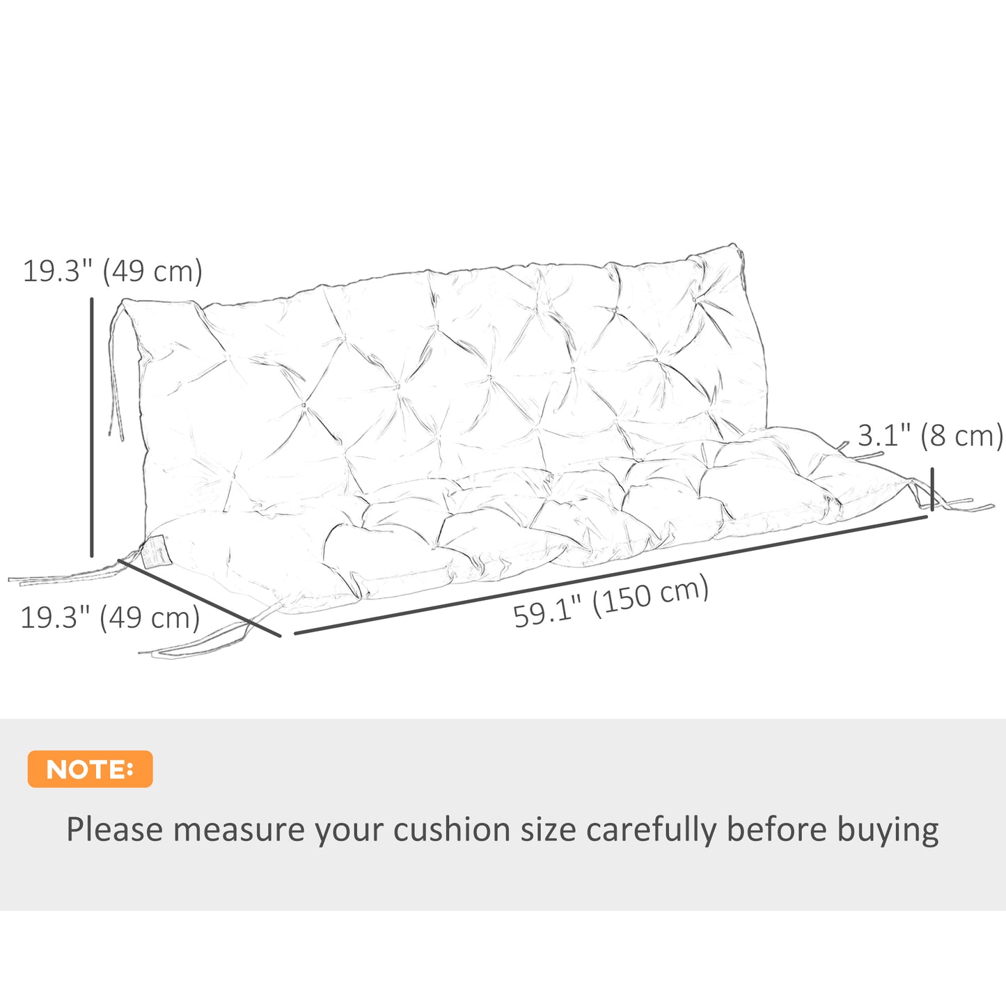3-Seater Outdoor Bench Swing Chair Replacement Cushions for Patio Garden, Light Green Kids Crystal