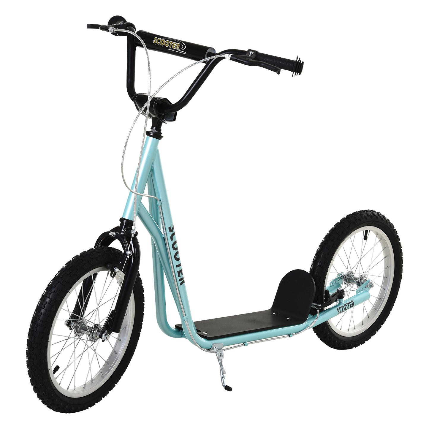 Adjustable Kids Kick Scooter: Handlebar, Dual Brakes, Inflatable Wheels, Blue Kids Crystal