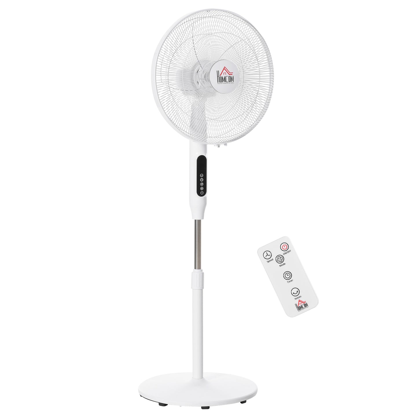 Standing Floor Fan with Remote Tall Pedestal Cooling Fan for Home Bedroom White Kids Crystal