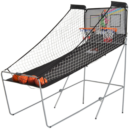 Arcade Style Double Shot Basketball Game Indoor Electronic Scoring System Foldable Design with 4 Balls Kids Crystal