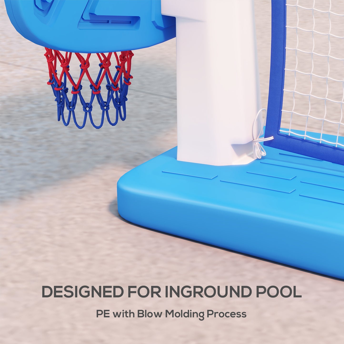 2-in-1 Pool Basketball Hoop Poolside & Volleyball Set, Portable Basketball Hoop with Fillable Base Kids Crystal
