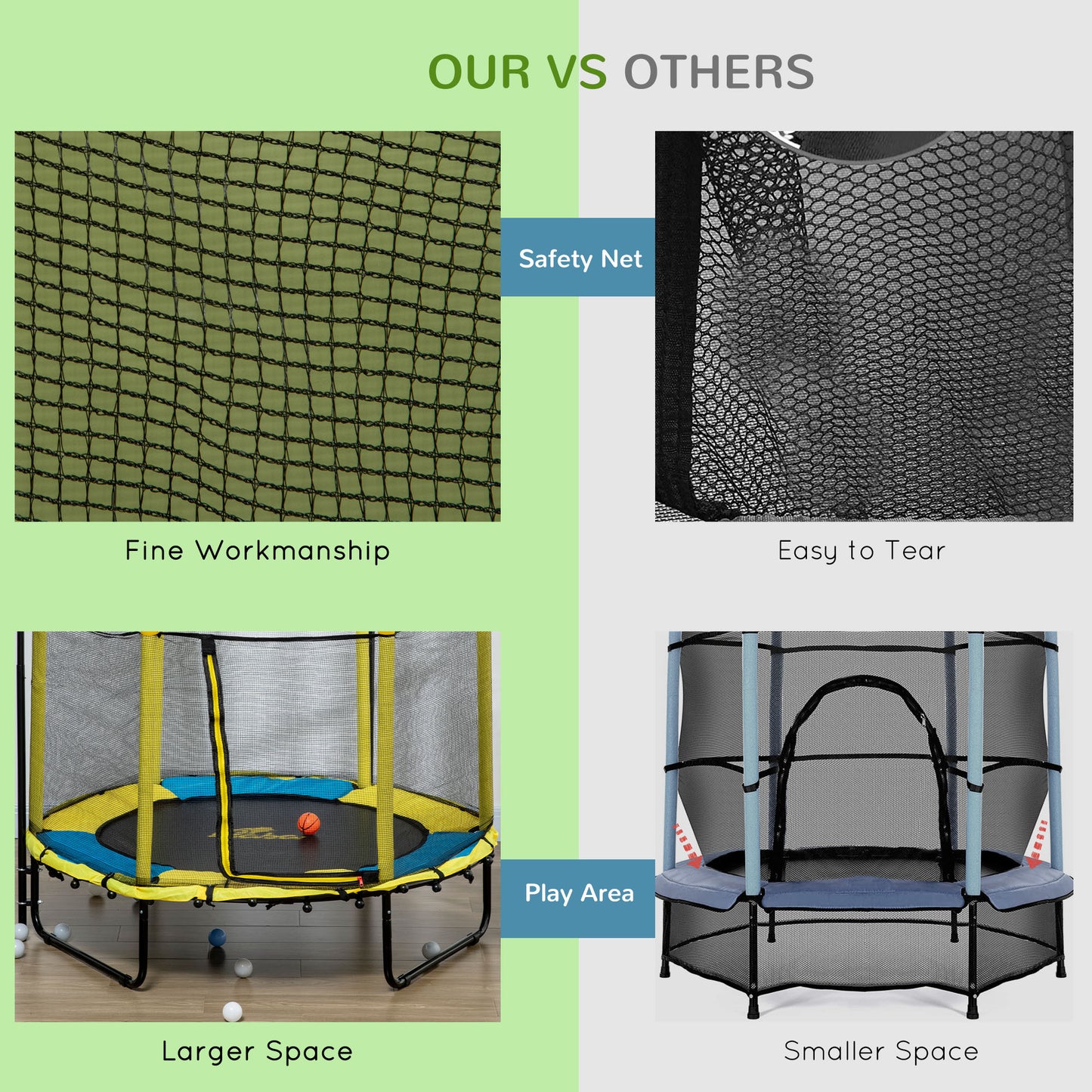 4.6ft Kids Trampoline with Basketball Hoop, Horizontal Bar with Net for Children Ages 3-10, Yellow Kids Crystal