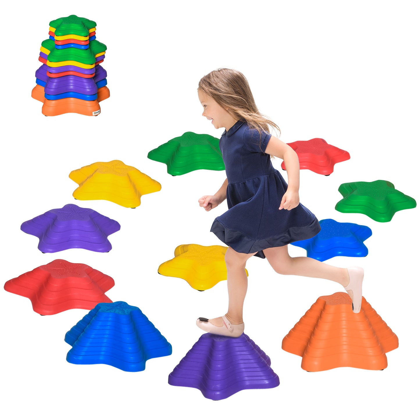 Kids Balance Stepping Stones 11PCS Anti-skid Starfish Design Stackable Play Blocks Kids Crystal