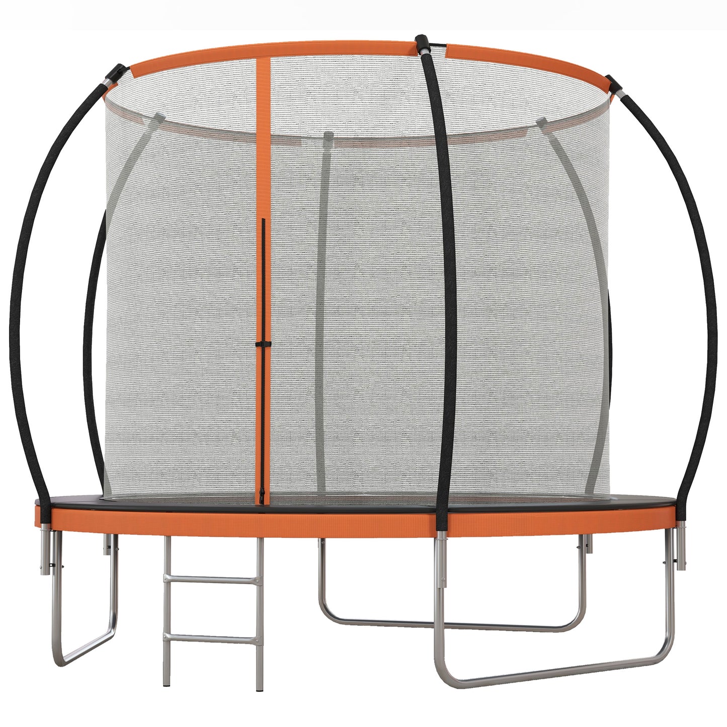 8ft Outdoor Trampoline with Enclosure Net and Ladder, Backyard Fitness Trampoline for Teens and Adults Kids Crystal