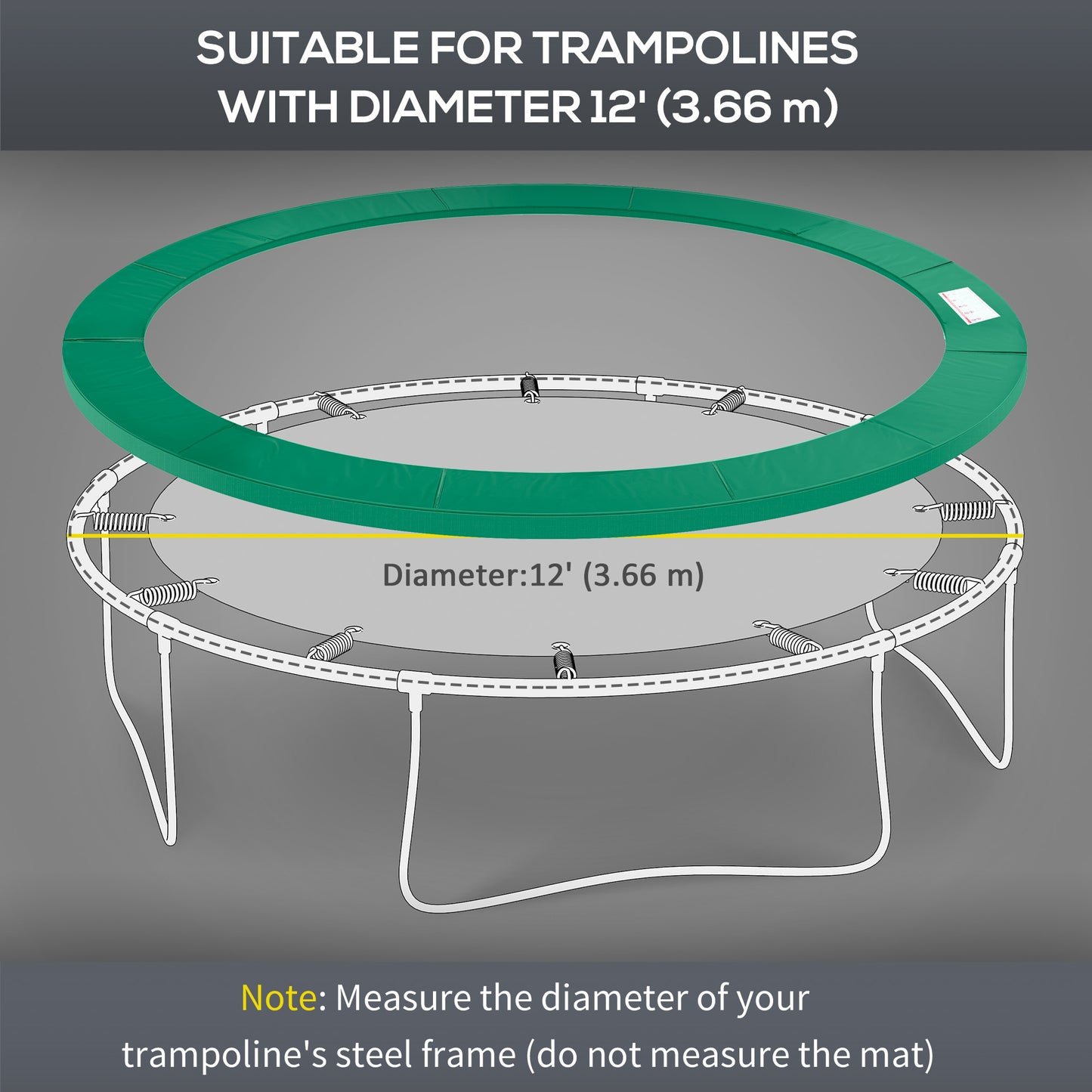 Φ12ft Trampoline Safety Pad Spring Cover Replacement Gym Bounce Green Kids Crystal
