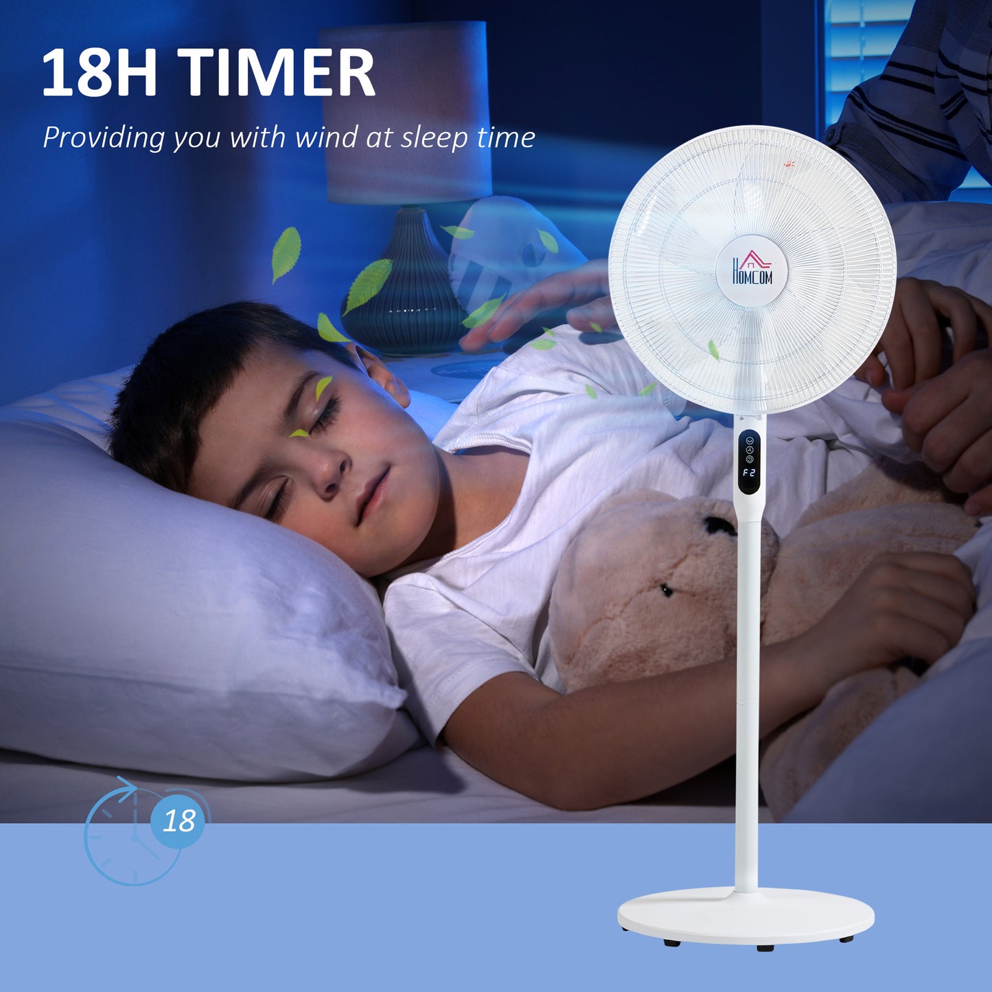 Oscillating Standup Fan with Remote LED Display Cooling Device for Home Office White