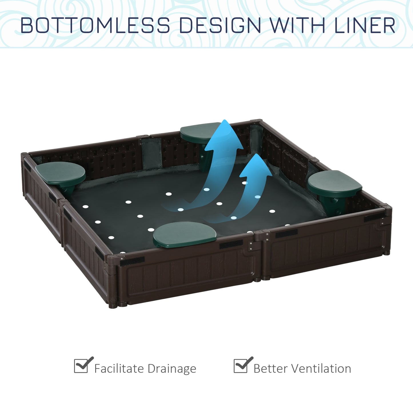 Shaded Sandbox: Childrens Outdoor Sandbox with Shade Canopy, Bottom Liner, Durable Play Area for Ages 3-12, Backyard Brown Kids Crystal