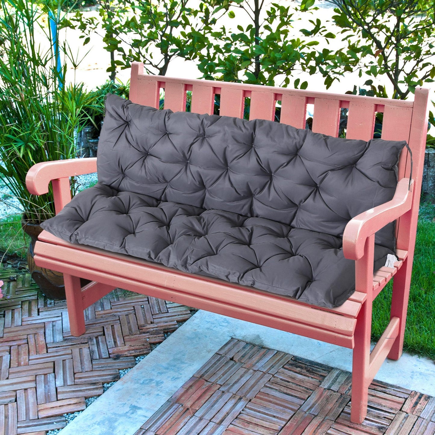 3 Seater Bench Swing Chair Replacement Cushions Outdoor Seat Pads Backrest Patio Garden Dark Grey Kids Crystal