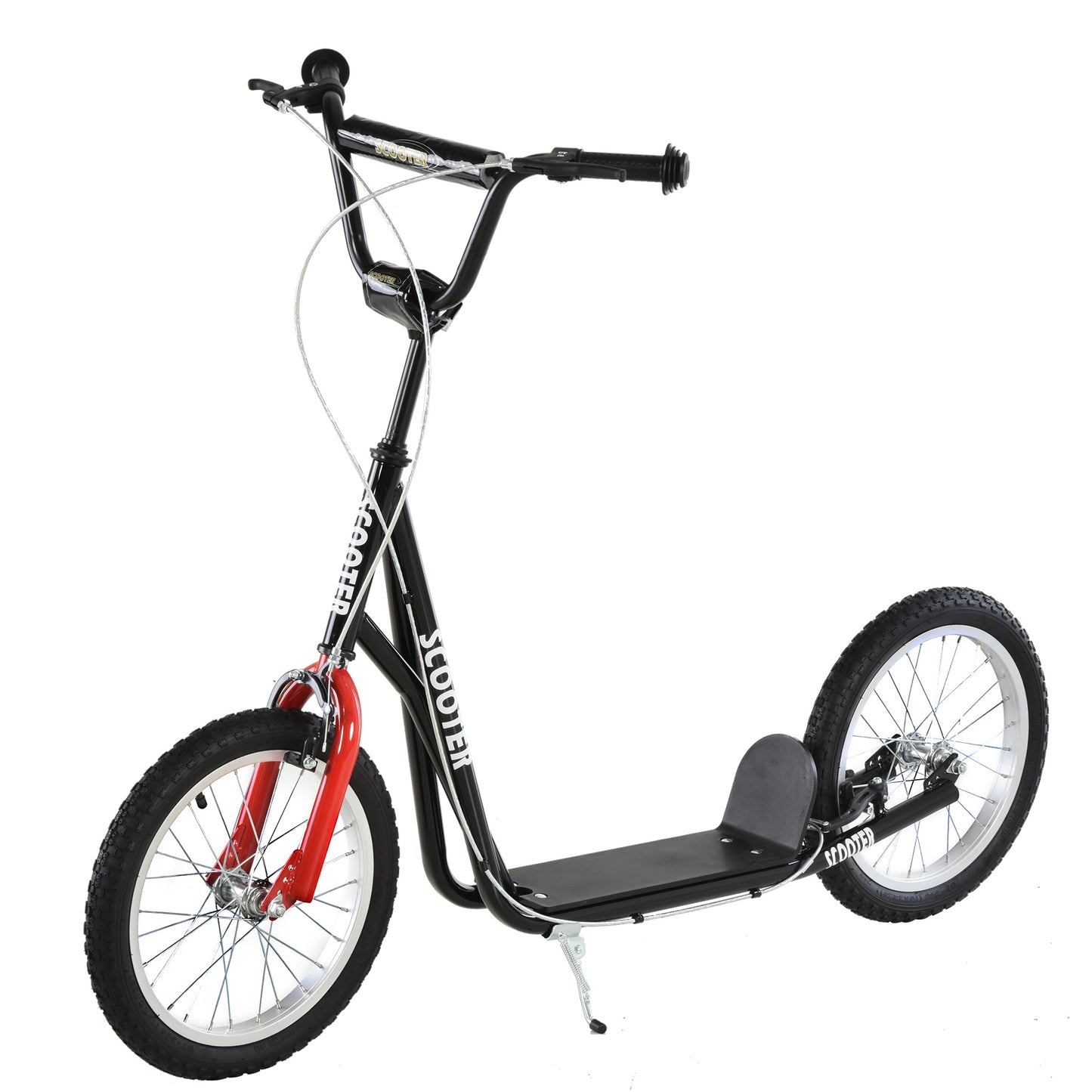 Canada Youth Street Kick Scooter for Teens Kids 5+ Years Old with 16" Inflatable Wheel Dual Brakes Black Kids Crystal