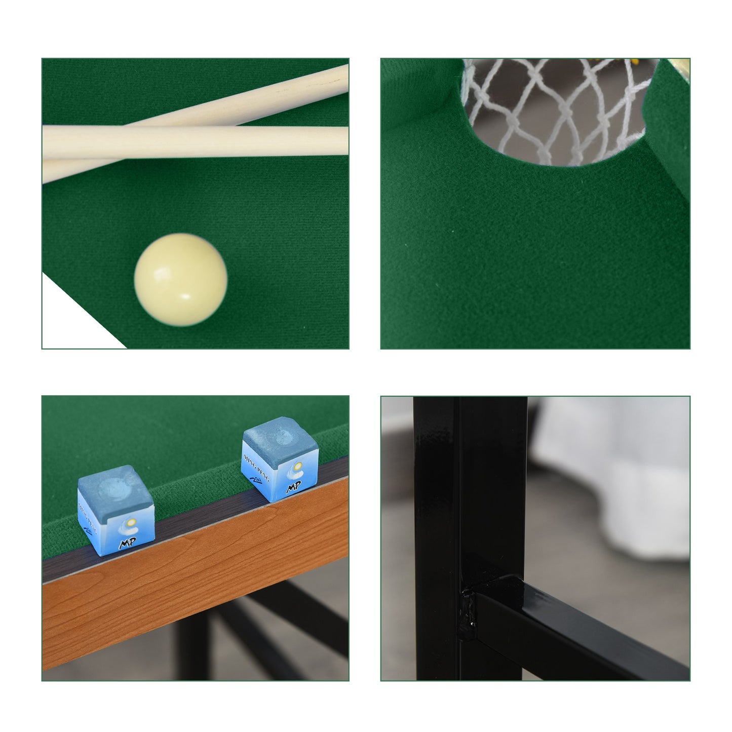 Compact 54.3"L Portable Billiard Table Foldable Design with Accessories for Home Pool Games Includes Cues Ball Kids Crystal