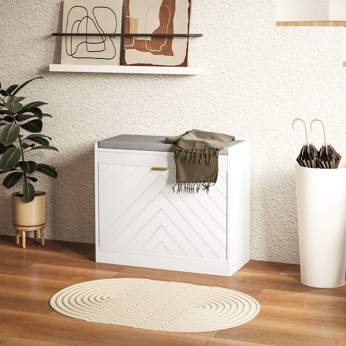 Shoe Storage with Seat, Upholstered Hallway Bench, Shoe Bench with Flip Drawer and Vent for 5 Pairs of Shoes Kids Crystal