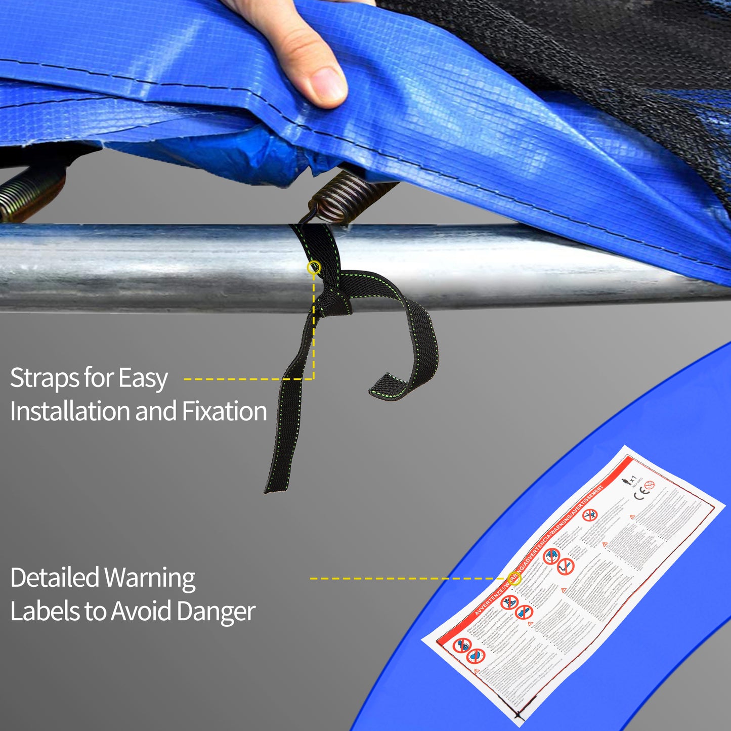 ?10ft Trampoline Safety Pad Replacement Waterproof Spring Cover Multicoloured Kids Crystal