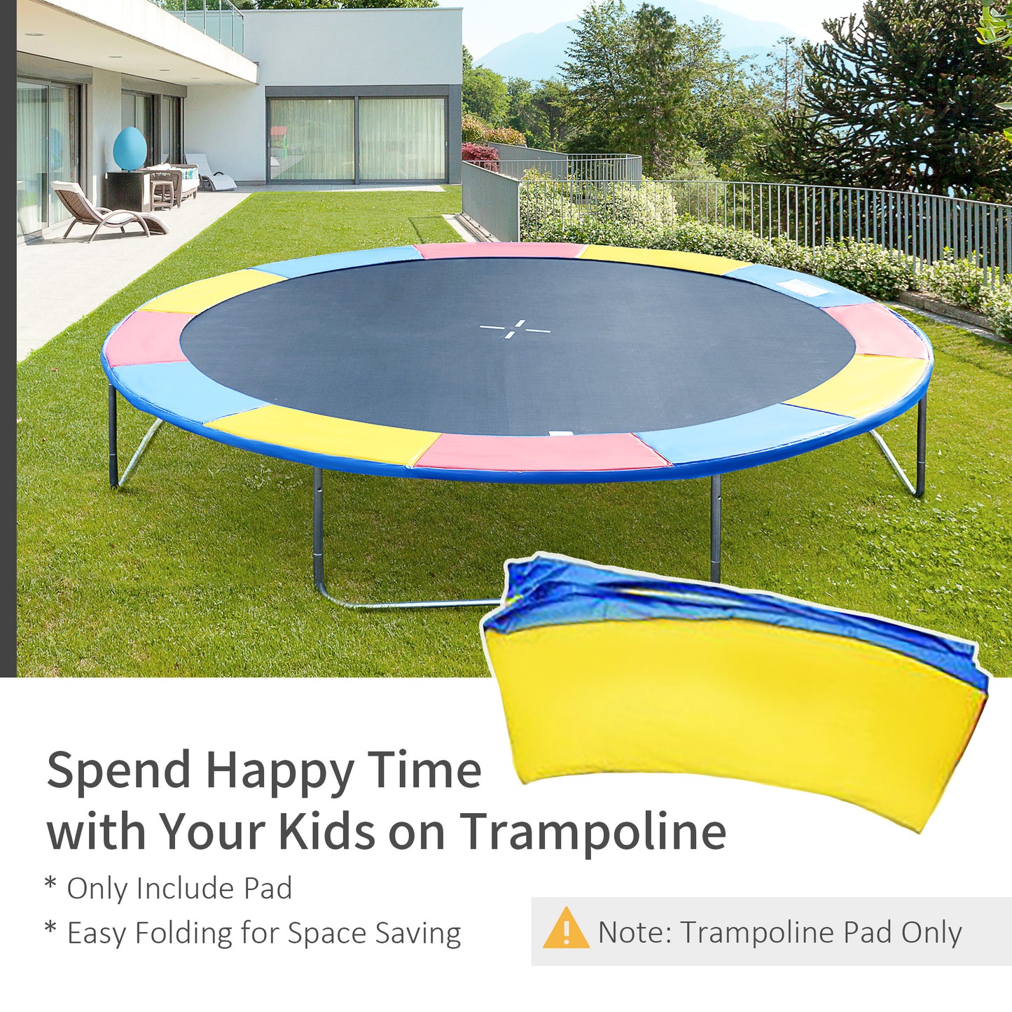 Round Trampoline Pad 14 FT Outdoor Bounce Jump Safety Frame Exercise Kids Crystal