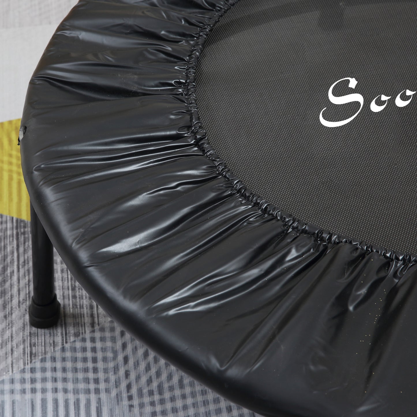 Mini Trampoline 40" Indoor Fitness Rebounder Adjustable Handle Bar Workout Cardio Exercise Black Kids Crystal