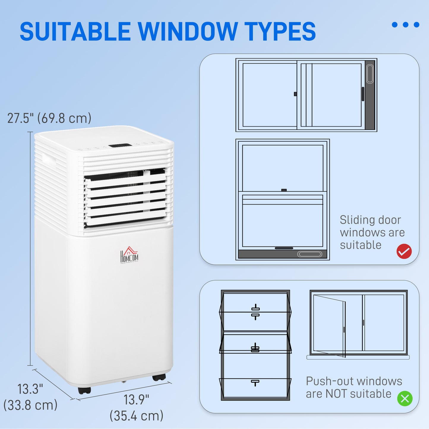 10000 BTU Portable Air Conditioner with Fan & Dehumidifier Mode, Quiet AC Unit with Remote Control, 24-Hour Timer, White