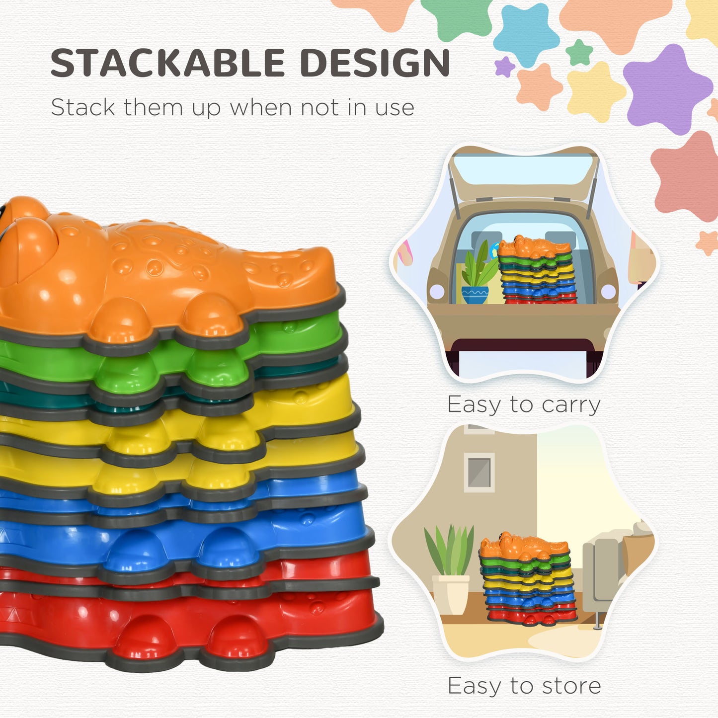 6pc Kids Balance Stepping Stones Anti-slip Edge Obstacle Course Play Equipment Indoor Outdoor Toys Kids Crystal