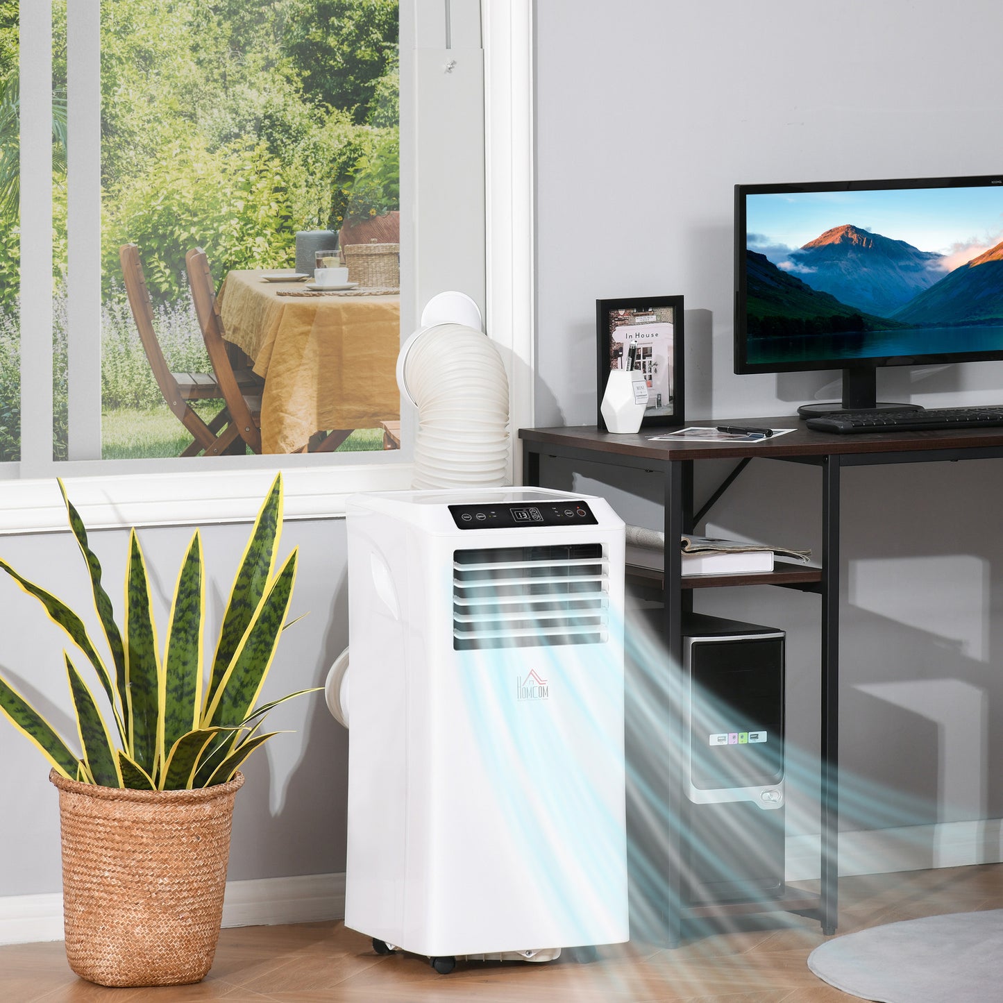 8000BTU Mobile Portable Air Conditioner with Cooling, Dehumidifier, 2 Speed Fans, 24-Hour Timer for Bedroom, White Kids Crystal