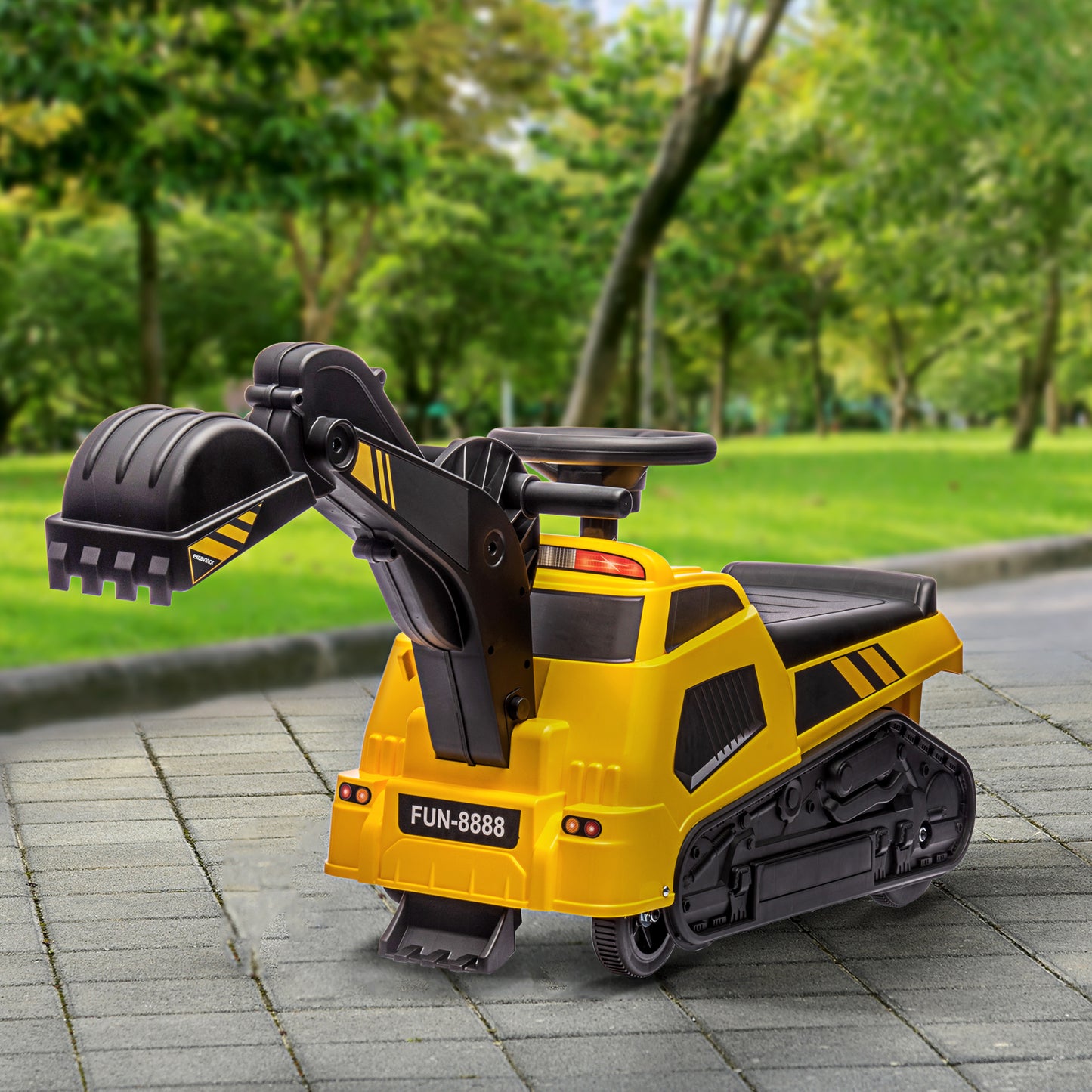 3 in 1 Kids Ride On Excavator Bulldozer Road Roller Pretend Play Construction Toy with Music Yellow for 18-48 Months Kids Crystal