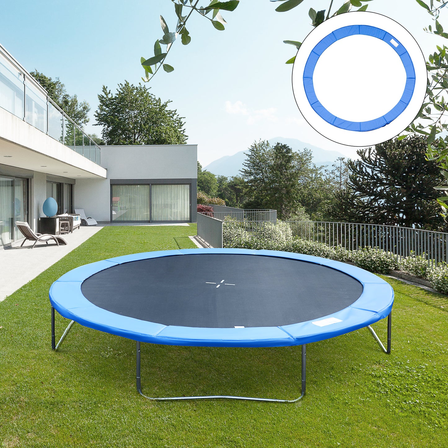 14 FT Trampoline Pad Cover Replacement Round Frame,Blue Kids Crystal