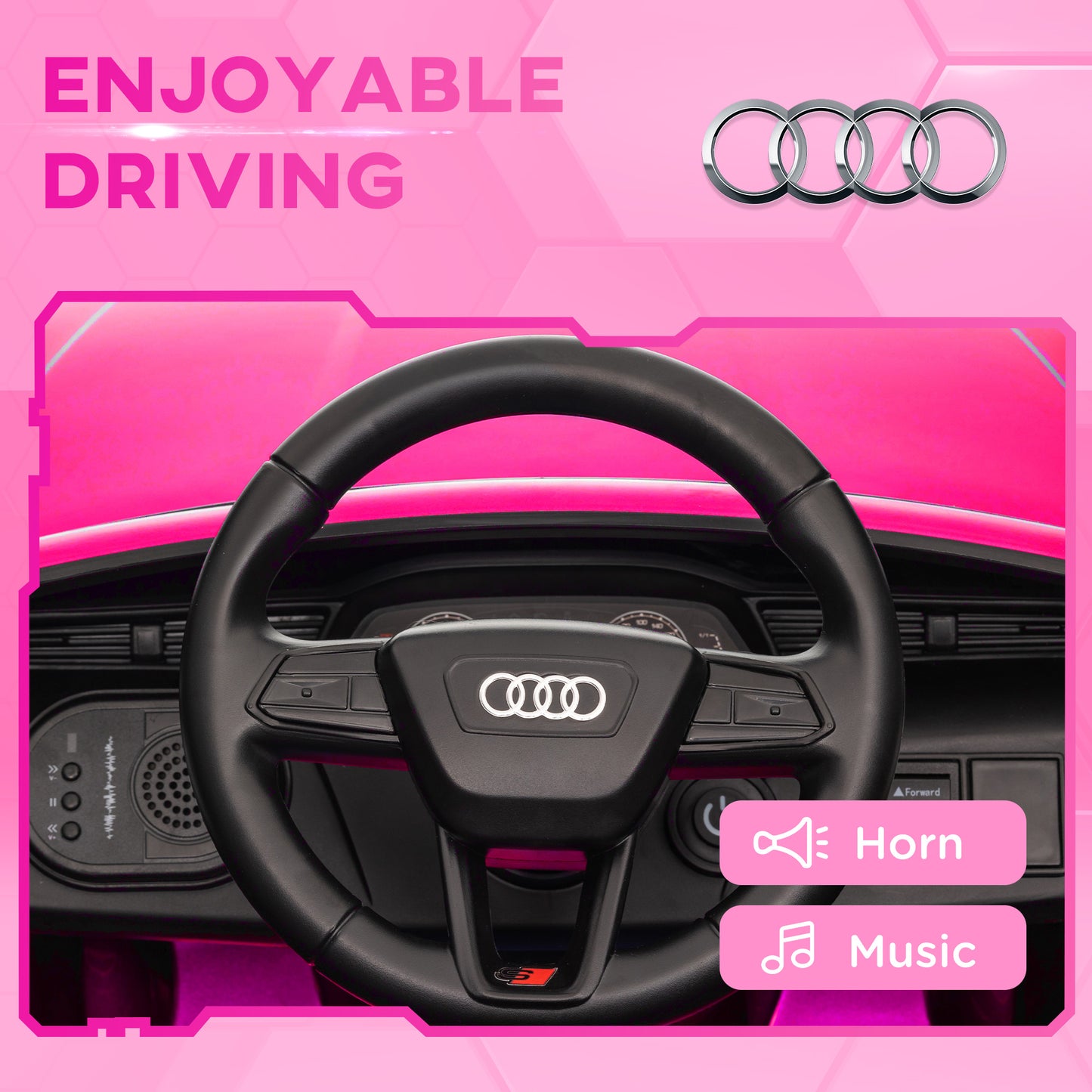 12V Battery Powered Kids Electric Car, Audi Q8 etron Sportback Licensed Ride on Car w/ Remote Control, Pink Kids Crystal