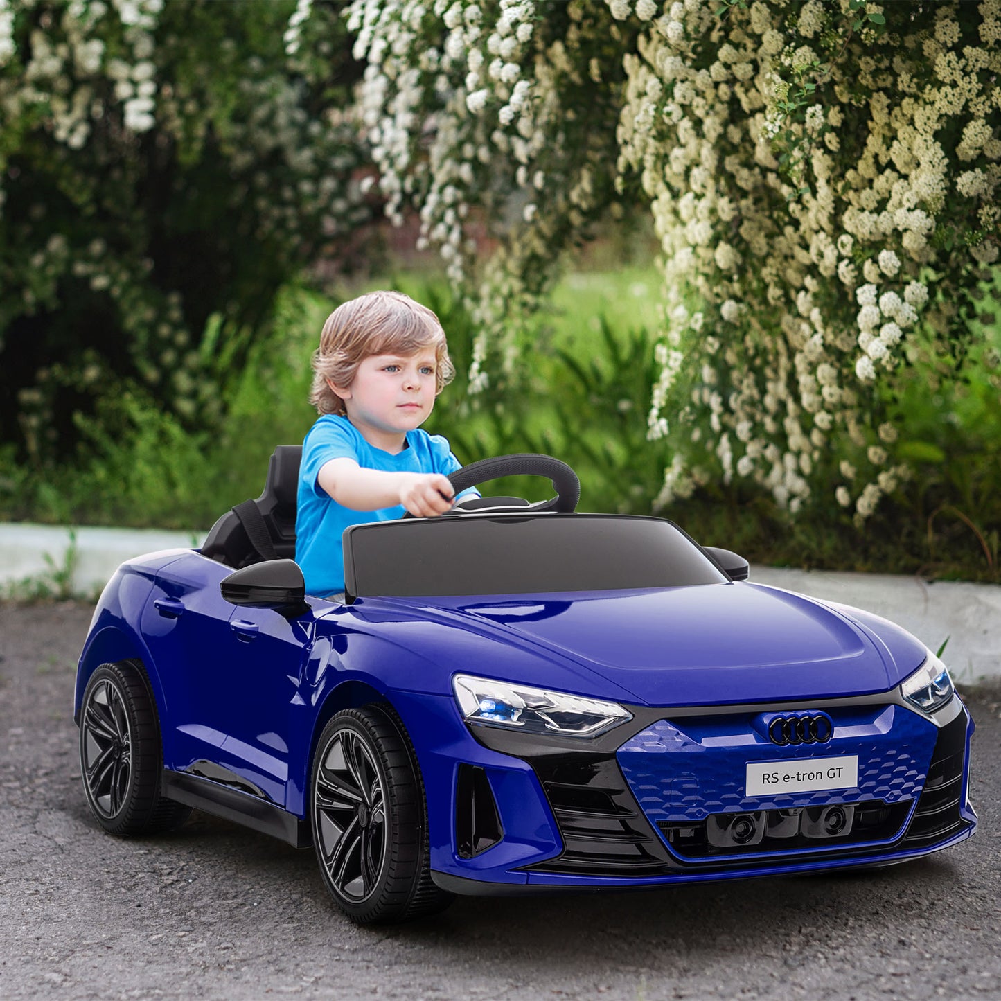 12V Audi RS e-tron GT Licensed Kids Ride on Car, Battery Powered Electric Car with Remote Control, Navy Blue Kids Crystal