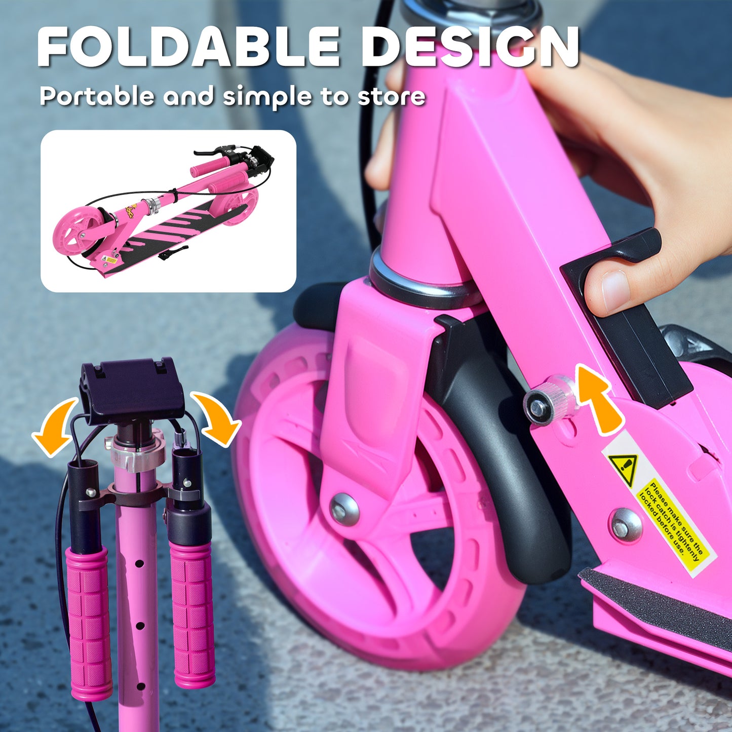 Scooter for Kids Ages 3-8 with Light Up Wheels, Adjustable Handlebar, Rear Brake & Handbrake for Girls and Boys, Pink Kids Crystal