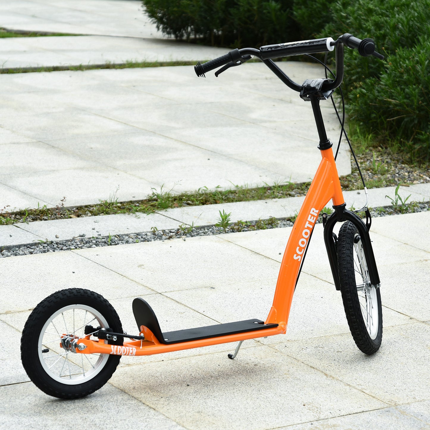 Kids Scooter with Adjustable Handlebar, Youth Kick Scooter with Dual Brakes, Inflatable Wheels, for Age 5+, Orange Kids Crystal