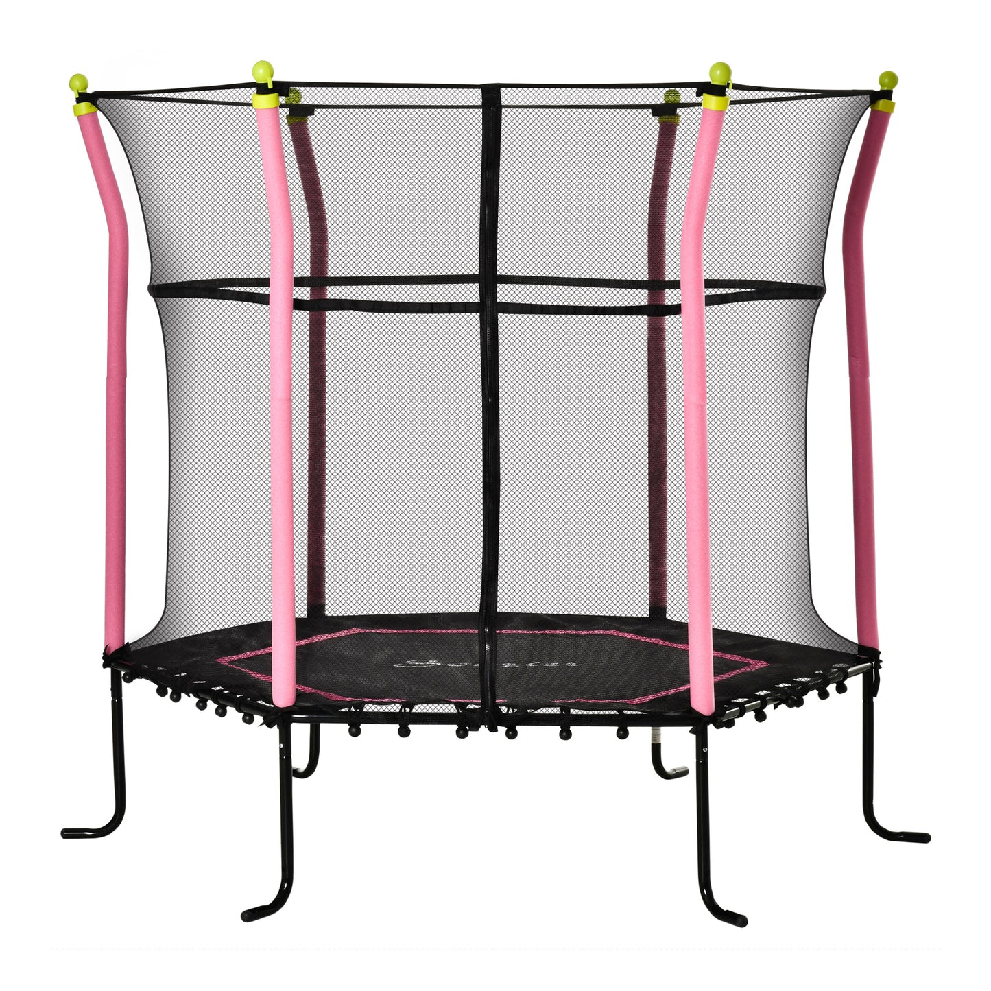 63" Kids Trampoline Mini Indoor/Outdoor Bouncer Jumper Enclosure Net Elastic Padded Pole Gift Pink 3-10 Years Kids Crystal