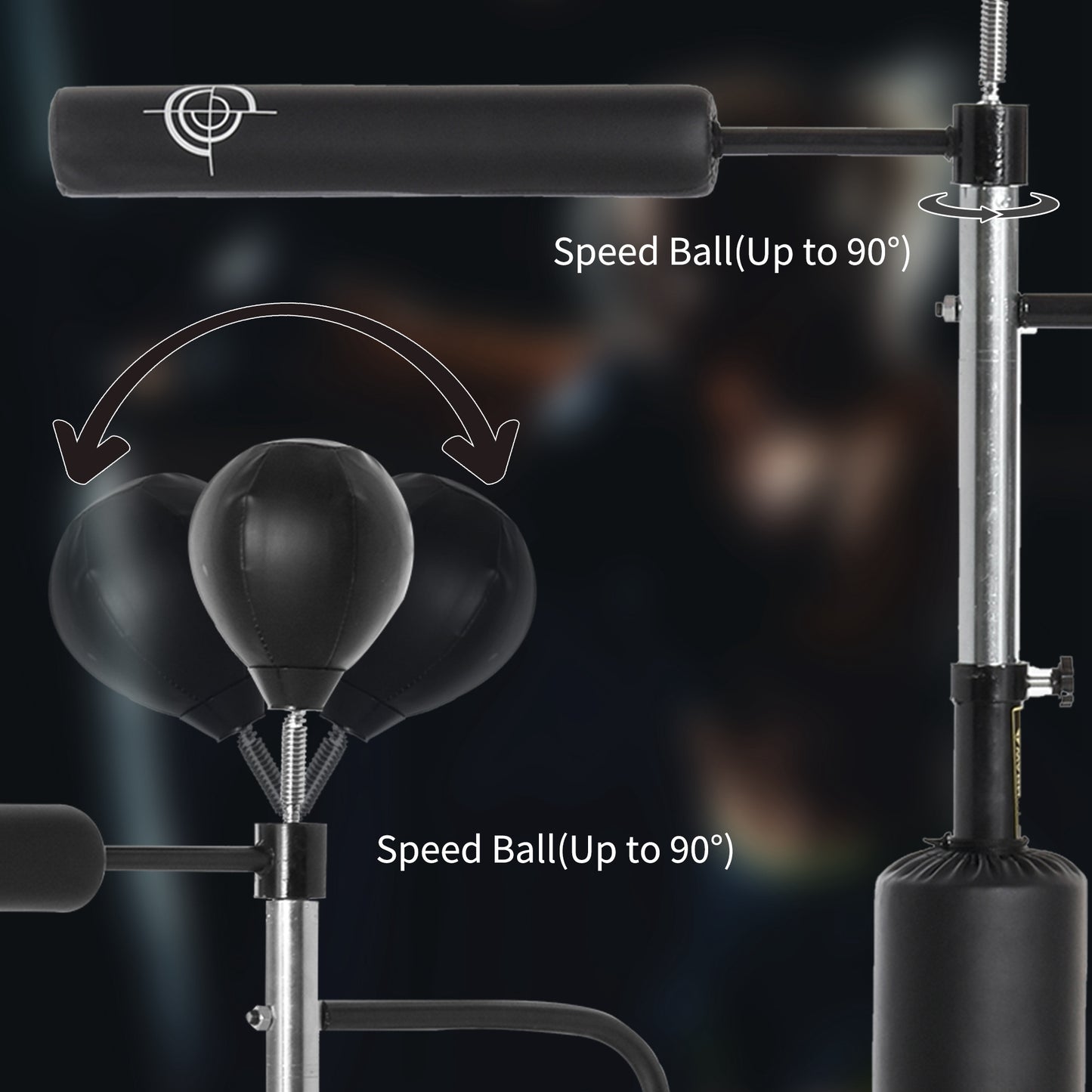 3-in-1 Boxing Punching Bag Stand with Speedballs Relax Bar PU-Wrapped Bag Adjustable Height for Home Gym Kids Crystal