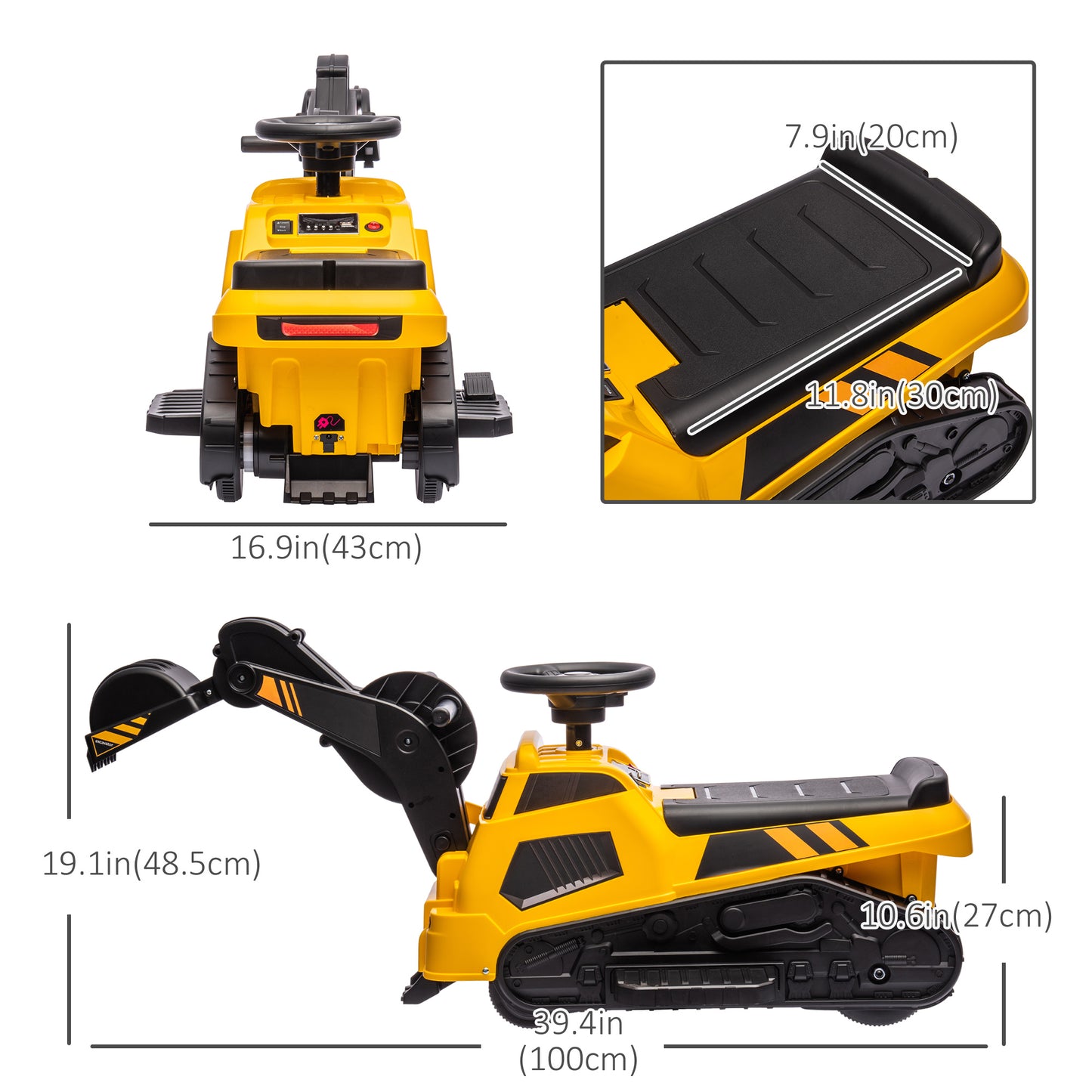 6V Electric Ride On Tractor 3 in 1 Excavator Bulldozer Road Roller Battery Powered Kids Construction Toy Kids Crystal
