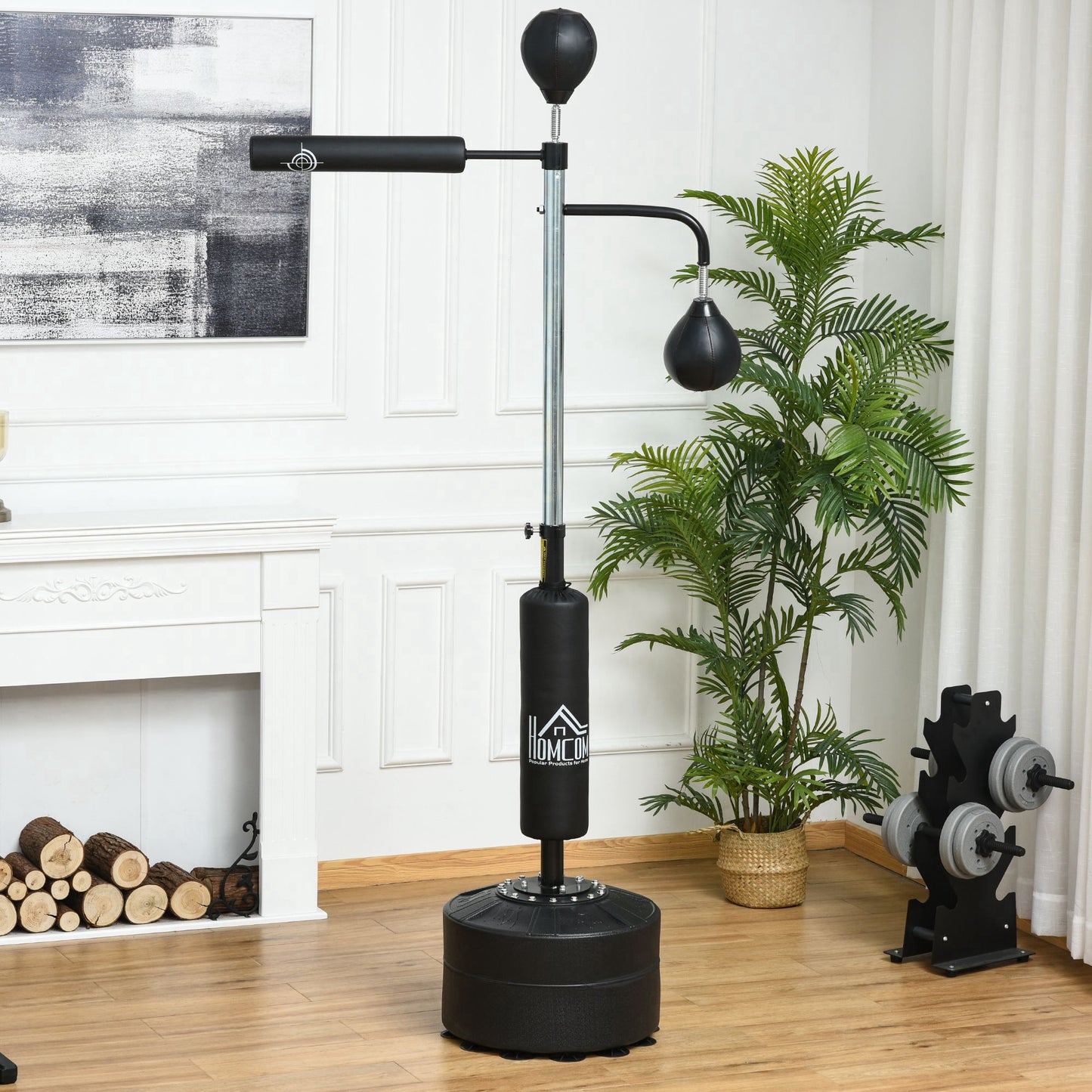 3-in-1 Boxing Punching Bag Stand with Speedballs Relax Bar PU-Wrapped Bag Adjustable Height for Home Gym Kids Crystal