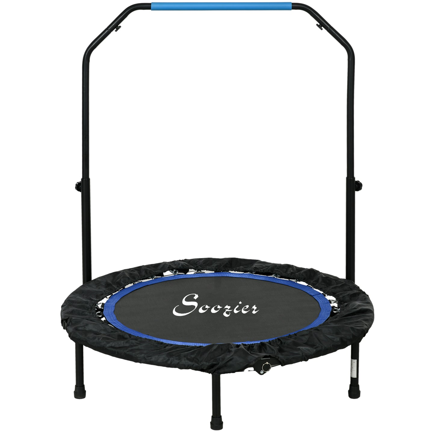 40" Foldable Mini Fitness Trampoline, with Adjustable Foam Handle, Blue Kids Crystal