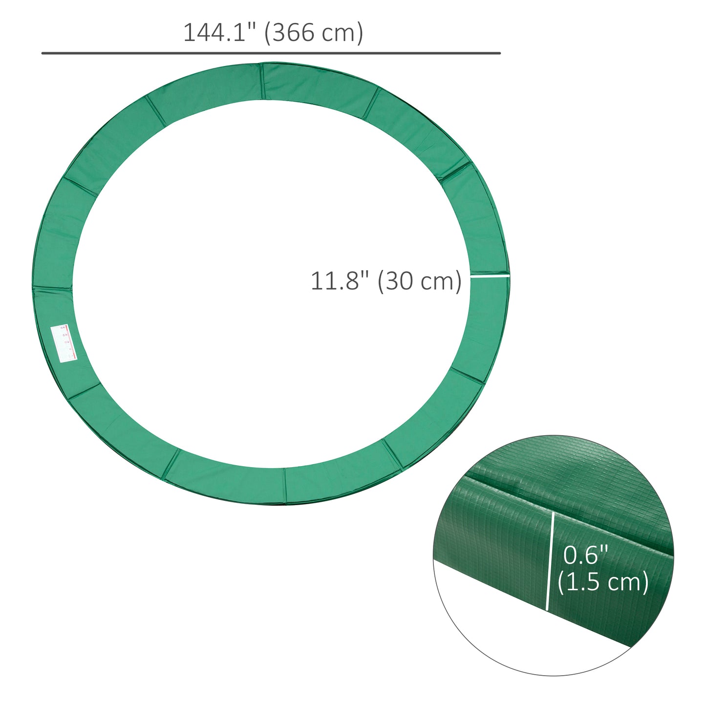 Φ12ft Trampoline Safety Pad Spring Cover Replacement Gym Bounce Green Kids Crystal