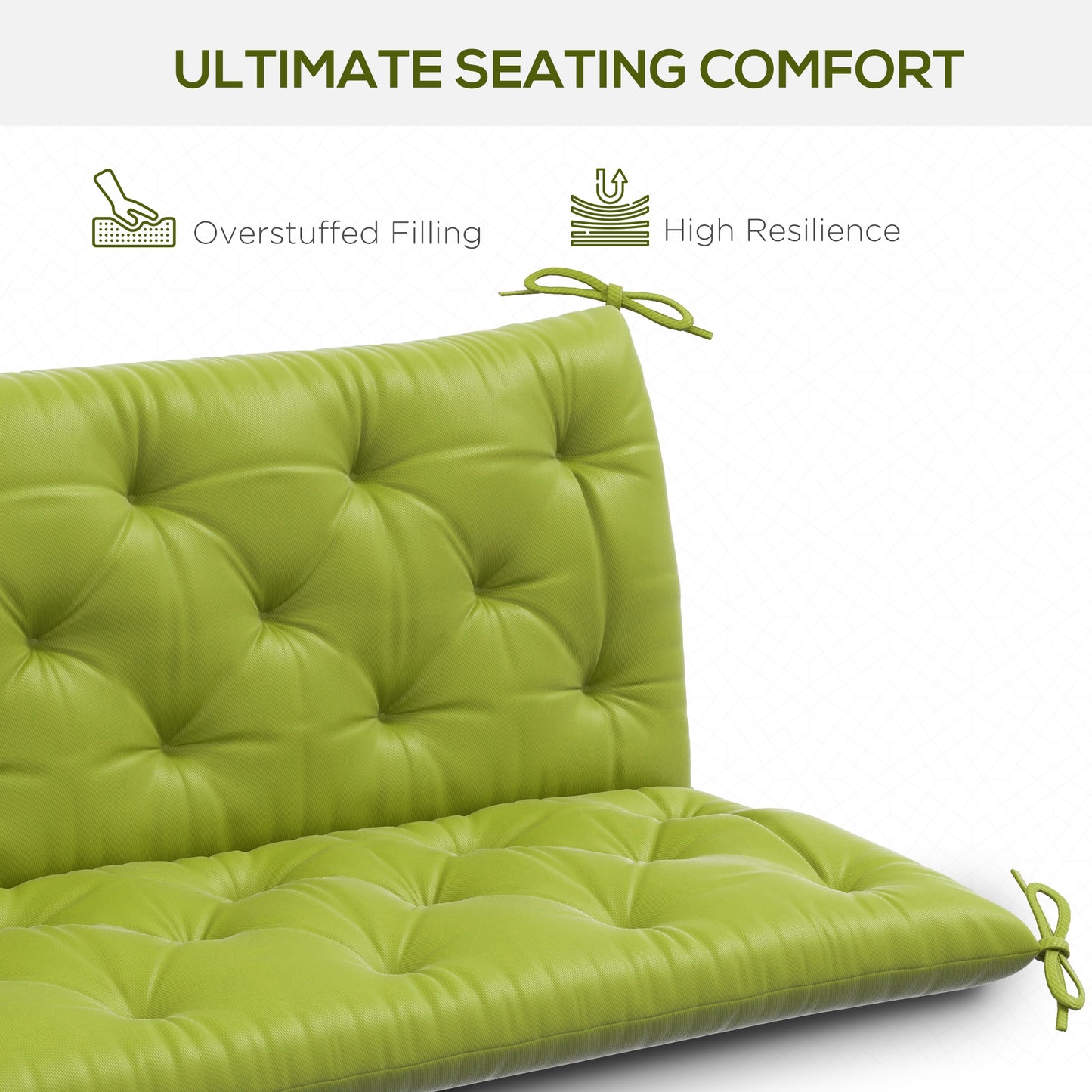 3-Seater Outdoor Bench Swing Chair Replacement Cushions for Patio Garden, Light Green Kids Crystal