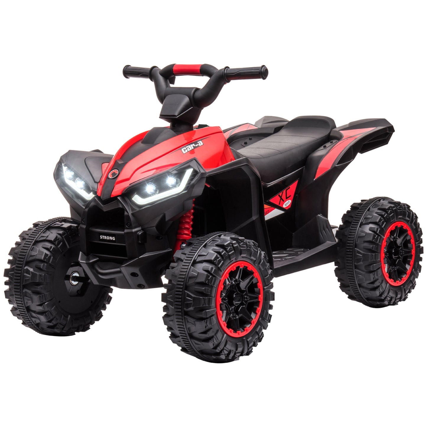 Kids 4 Wheeler Quad Bike ATV Music MP3 Headlights Speed Control Electric Rechargeable Battery Powered Ride On Toy 3-5 Years Red Kids Crystal