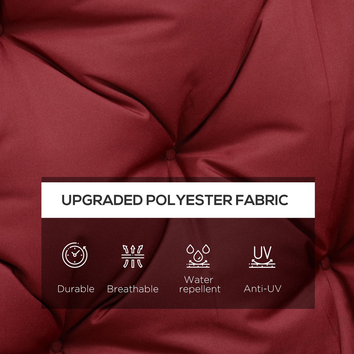 3 Seater Outdoor Seat Pads Bench Swing Chair Replacement Cushions Backrest for Patio Garden, Wine Red Kids Crystal