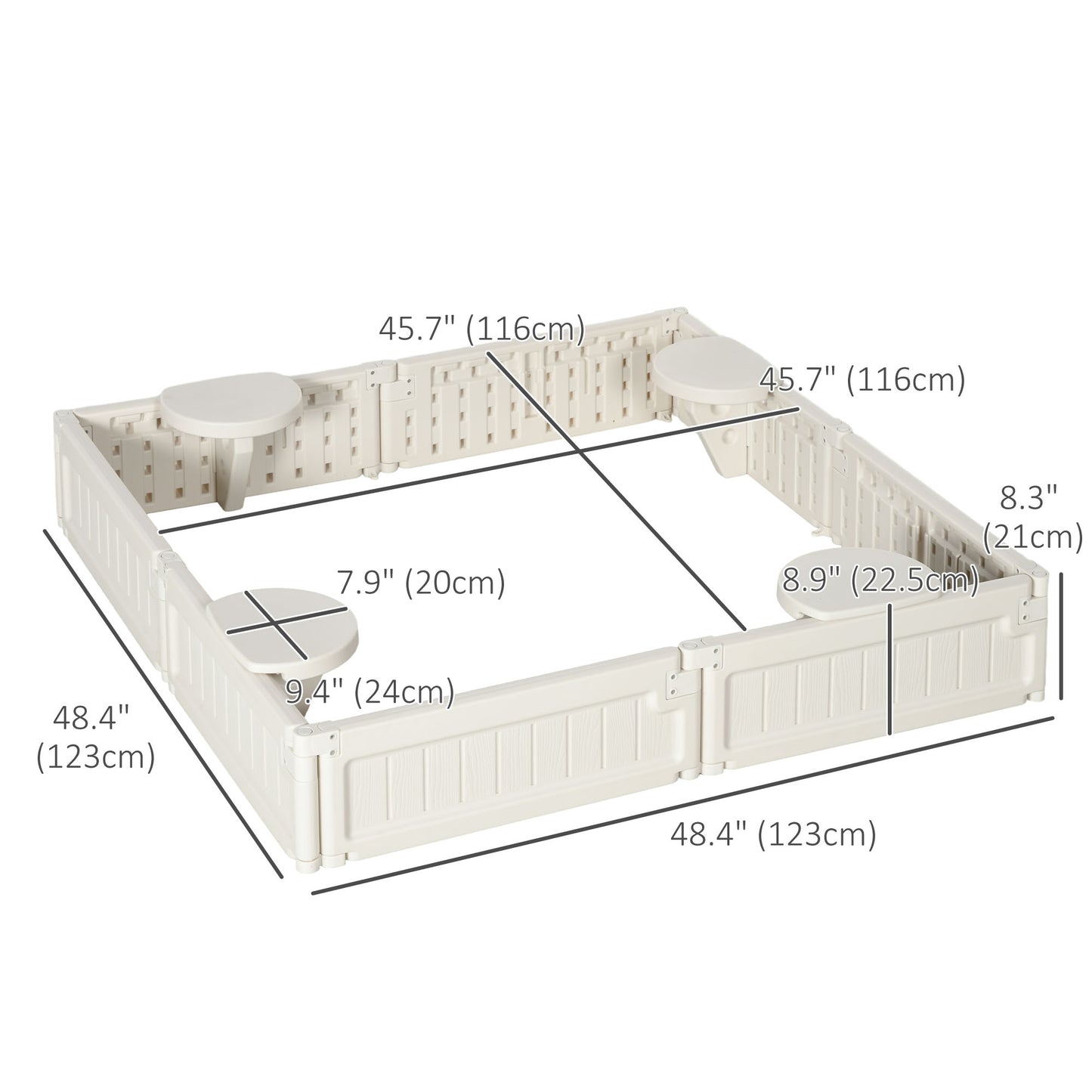 Sandbox with Canopy for Kids Outdoor Play Area with Bottom Liner Protective Shade Cream White Kids Crystal