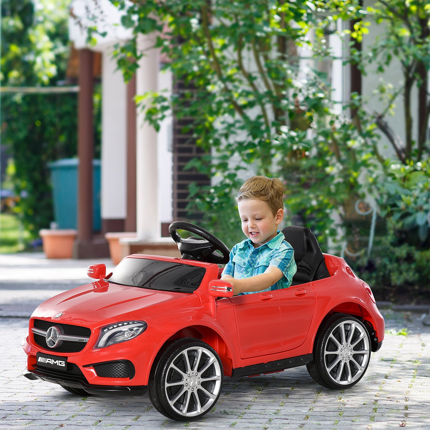 6V Kids Licensed Ride On Car Toy Battery Powered High/Low Speed with Headlight Music and Remote Control Red Kids Crystal