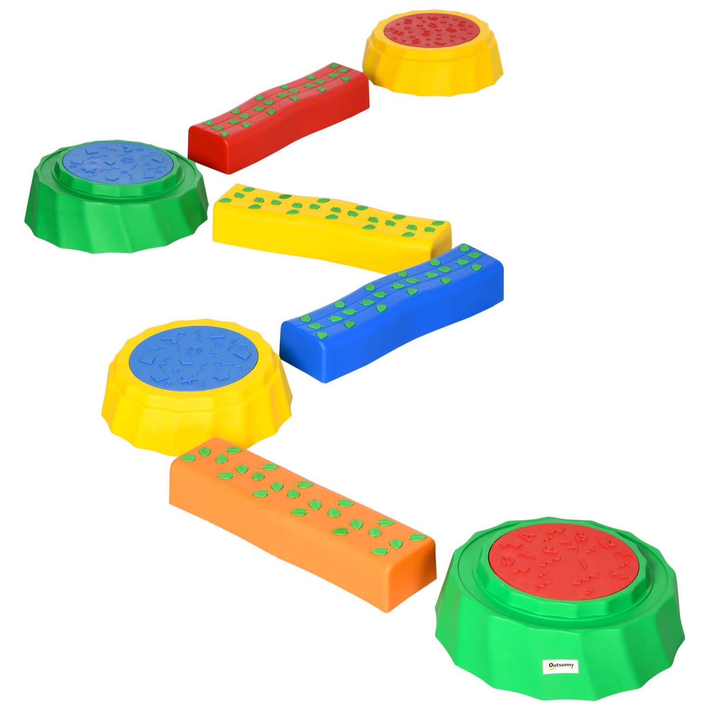 Stepping Stones: 8pc Toddler Balance Beam Set, Non-slip Surface, Stackable Stepping Stones for Kids Sensory Play Equipment Kids Crystal
