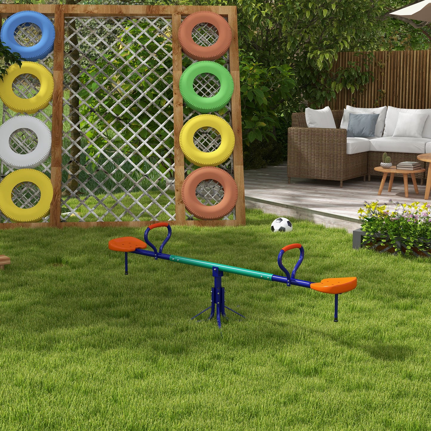 Kids Seesaw Swivel with 360 Degrees Rotating, Outdoor Playground Equipment for Backyard, Playground, Multicoloured Kids Crystal