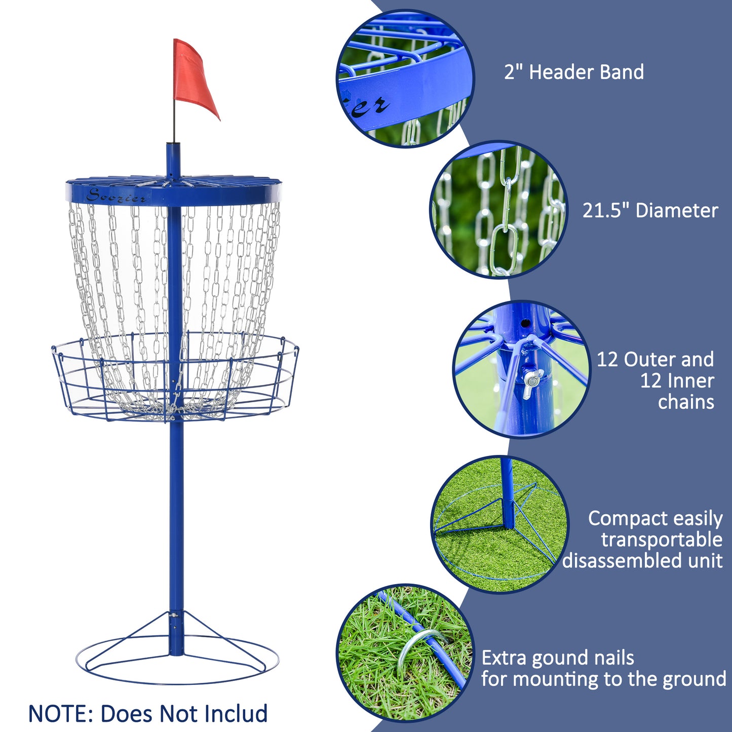 24-Chain Portable Practice Basket for Disc Golf Target Stand Easy Assembly & Lightweight Basket w/ Carry Bag, Deep Blue Kids Crystal