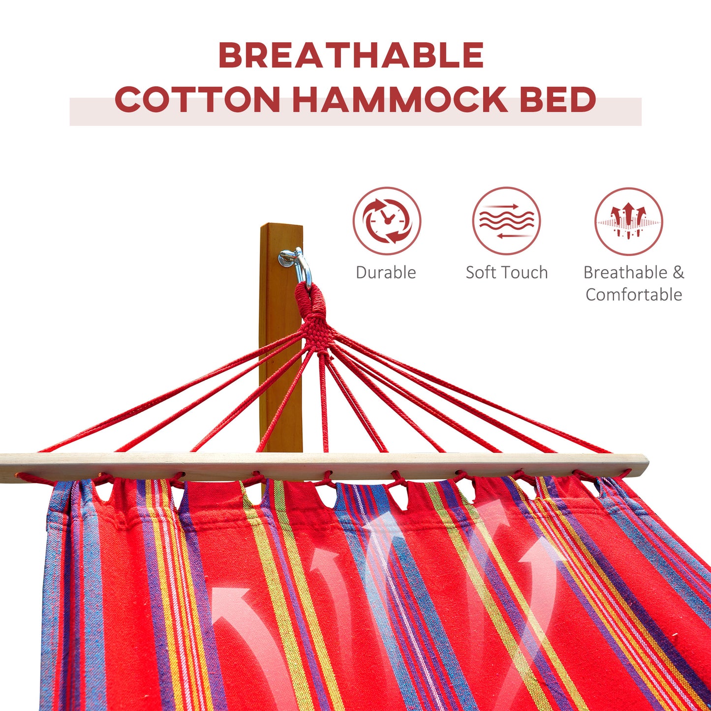 10' Outdoor Swing Hammock, Hammock with Wood Stand Rainbow Bed, Heavy Duty Roman Arc Hammock, Multi Color Kids Crystal