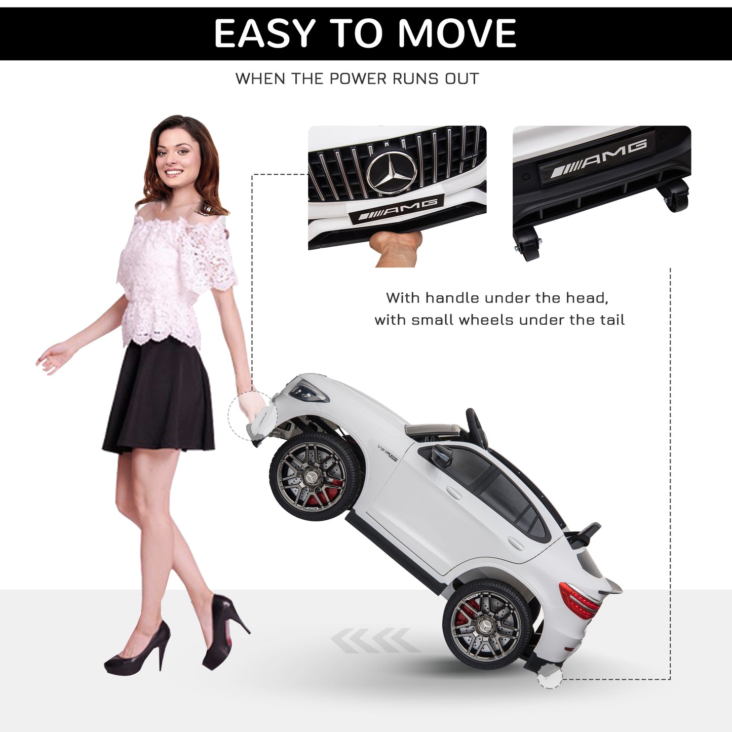 Licensed 12V Kids Electric Ride-On Car Toy with Remote Control Suspension Wheel Perfect Gift White Kids Crystal