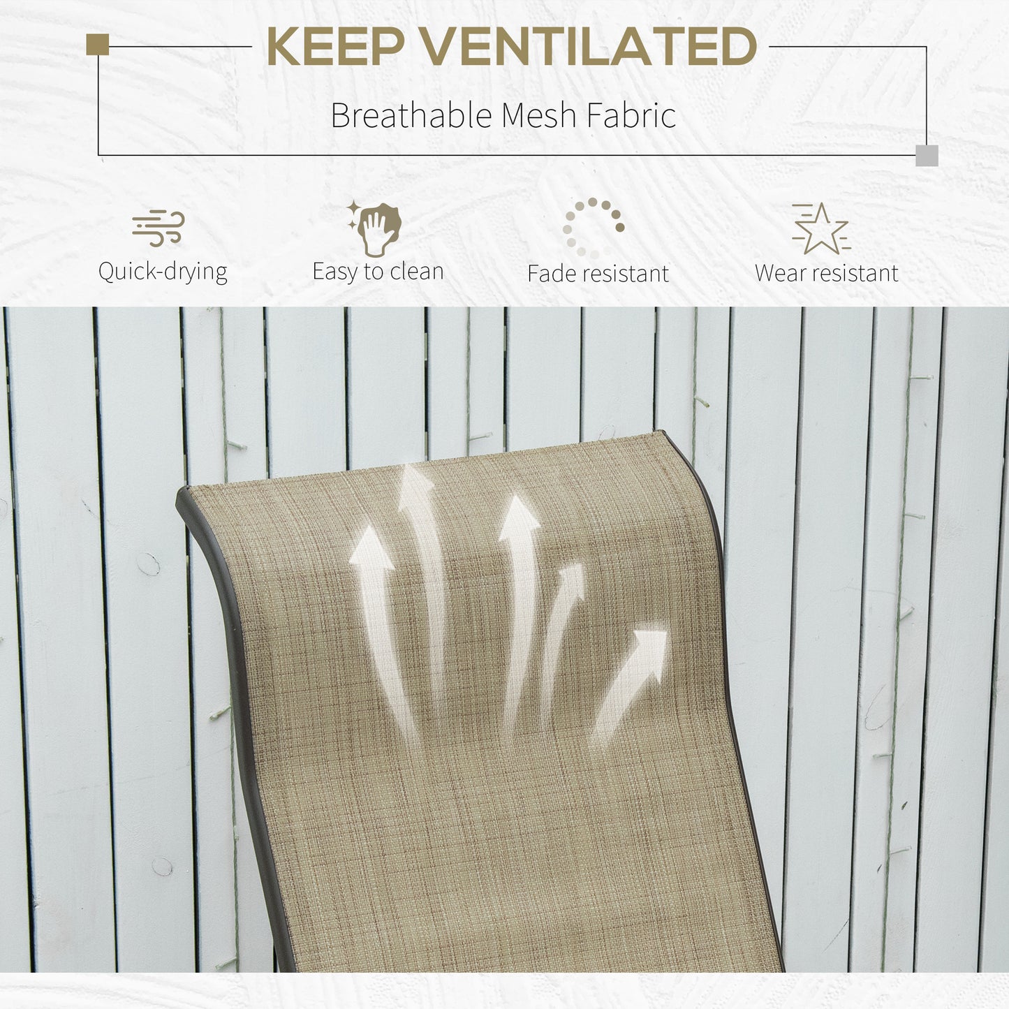 Outdoor Mesh Glider Swing Chair Patio Garden Rocking Gliding Seat Yard Porch Furniture, Brown Flaxen Kids Crystal